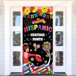 Howaf Homepanic Hearage Door Banner National Hispanic Honores Decorations Decorations Decorations ، 72 × 35 بوصة لافتة الشهر الأمريكي لاتيني للأمريكا اللاتينية لإلغاء العطلة.