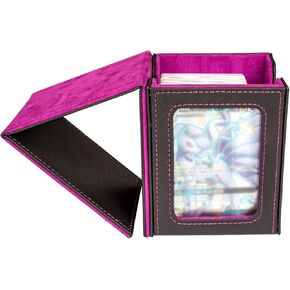 Card Deck Case for 100+ Trading Card Games TCG CCG with Window Display PU Leather Deck Box Storage Case Magnetic Deck Box Fits 100 Single Sleeved Cards or 35pcs of 35PT Magnetic Card