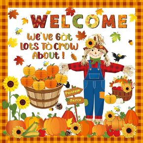 Pasimy 102 PCS Fall Pumpkin Bulletin Board Classroom Decorations Autumn Attgiving 3D Scarcrow و Honeycomb Cluts لدينا الكثير من أجل Crow حول لوحة الإعلانات الخاصة بـ Fall Autumn Classroom Decor