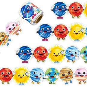Whaline 32.8ft Outer Space Bulletin Board Borders Cartoon Solar System Die-Cut Rolled Border Trim for School Classroom Office Chalkboard Decoration
