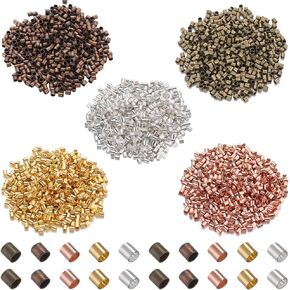 1 صندوق 3000pcs 2mm النحاس التجعيد أنابيب الفضة تجعيد الخرز الجزء الأكبر حبل موحد الأغطية الذهب سدادة سدادة الفواصل لمجوهرات صنع قلادات الأساور الأقراط لوازم ديي الحرف اليدوية