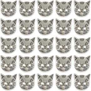 SUNNYCLUE 1 B0X 100Pcs Cat Spacers Beads Metal Animal Beads Alloy Tibetan Antique Silver Small Cute Pet Kitten Animals Head Loose Beads for Necklace Bracelet Earring Craft Jewelry Making Beginners