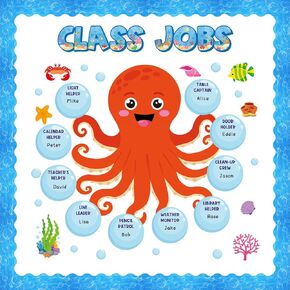 69 Pcs Under the Sea Class Jobs Bulletin Board Sets Ocean Themed Classroom Decorations Sea Animals Classroom Jobs Bulletin Board Teacher's Helper Classroom Decorations for Back to School