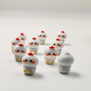 Decoendiy 10pcs Pet Beadable Beads ، حبات سيليكون حيوان لطيفة ، حبات الدجاج الدواجن السيليكون البؤري ، حبات كبيرة للمختلف من الحرف اليدوية سلسلة مفاتيح صنع سوار قلادة DIY المجوهرات المجوهرات المجوهرات