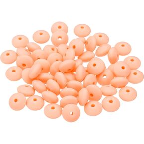 حبات السيليكون 12 ملم ، 60pcs حبات السيليكون بالجائزة Abacus Spacer Beads Lentil Focal Cute for Pens Keychain Necleace ، White