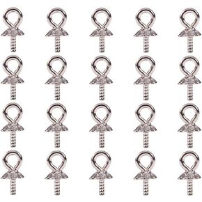PH Pandahall 20 PCS 925 Sterling Silver Cup Cup Pearl Screw Pin PEG PEG PENDANTS 5.5 × 3 مم للخرز نصف حفر صنع المجوهرات