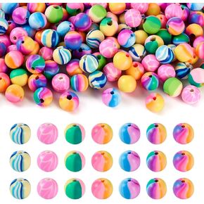 kissitty 140 pcs 8mm مستدير بوليمر الطين حبات ملونة بوليمر البوليمر حبات الفاصل فضفاض