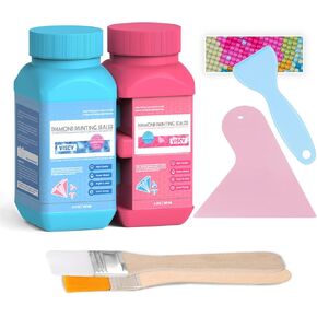 Diamond Painting Sealer ، مجموعة سدادات فن الماس مع 240 مل غراء ، ملعقة من السيليكون و 2 فرش للاحتفاظ دائم التأثير وتأثير التأثير من Diamond Painting and Buzzles.
