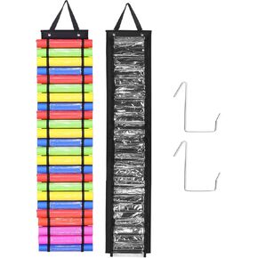 PATIKIL 24 COMPARTMENTS VINYL ROLL HOLDER ، VINYL STORAGE CORTERIZER MOUNT/Over DOOR ROLL Storage مع 2 خطاف وحزام معلق لغرفة منزلية ، رمادي