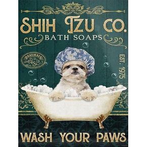 YEEIFFD 5D Diamond Art Shih Tzu Dog Bath Soap Diamond Painting Kits for Adults Paint by Number for Home Recreation and Wall Decoration 12x16 Inches