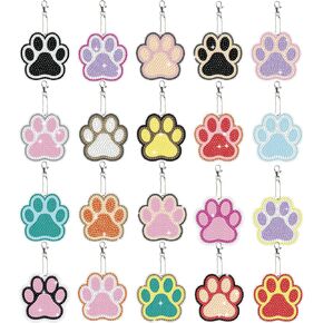 20PCS Dog Paw Diamond Art Cainkains Kit Diamond Art Ornaments مزدوجة على الوجهين حلقات مفاتيح DIY GEM المفاتيح للمبتدئين للبالغين الحرفية الفريدة المصنوعة يدويًا الهدايا المصنوعة يدويًا
