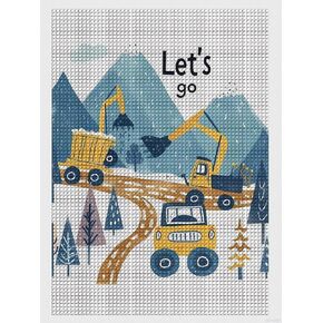 JXAVAXDE Construction Vehicles Diamond Painting Kit, 5D DIY Diamond Art for Home Wall Decor and Gifts 12x16 Inch
