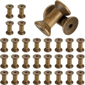uxcell 30 Pcs Wooden Spool for Craft, 2"/50 mm Wooden Empty Spools Unfinished Wooden Ribbon Spools for Art, Thread Twine Ribbon, DIY Crafts Home Decor (Brown)