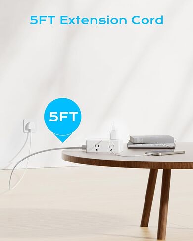 Italy Travel Plug Adapter, Olcorife US to Italy Type L Plug Adapter, International Power Strip with 8 Outlets and 4 USB(1 USB-C), 5 FT Cord for Italy Chile Ethiopia Libya in Kuwait