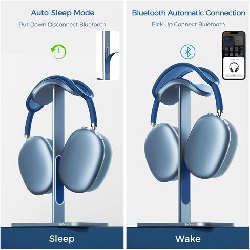حامل سماعة رأس MaGrnce لأجهزة Airpods Max مع حامل سماعة رأس من الألومنيوم لوضع السكون مع قاعدة مضادة للانزلاق ووسادة جلدية واقية للمنزل/غرفة الألعاب/متجر تخزين/عرض سماعات الرأس (رمادي داكن) in Kuwait