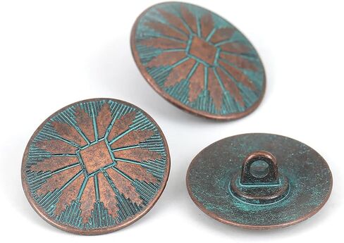5 PCs Vintage Based Alloy Round Metal Sewing Shank 28mm Buttons Antique Copper Color DIY Clothing Decoration (Circle Antique Copper) in Saudi Arabia