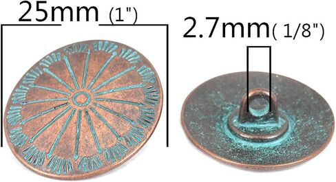 5 PCs Vintage Based Alloy Round Metal Sewing Shank 28mm Buttons Antique Copper Color DIY Clothing Decoration (Circle Antique Copper) in Saudi Arabia
