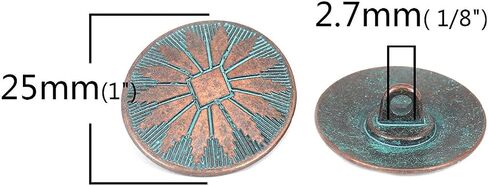 5 PCs Vintage Based Alloy Round Metal Sewing Shank 28mm Buttons Antique Copper Color DIY Clothing Decoration (Circle Antique Copper) in Saudi Arabia
