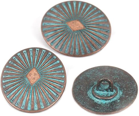5 PCs Vintage Based Alloy Round Metal Sewing Shank 28mm Buttons Antique Copper Color DIY Clothing Decoration (Circle Antique Copper) in Saudi Arabia