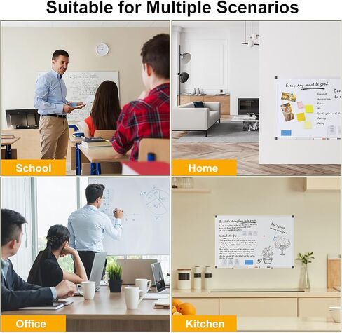 OLIXIS Magnetic White Board, Dry Erase Board for Wall 36" x 24", Hanging Mounted Whiteboard with 1 Dry Eraser & 2 Multicolor Markers & 4 Magnetic Pins, Silver Aluminium Frame for Home, School, Office in Saudi Arabia