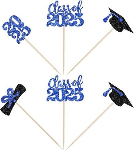 12 PCS Class of 2025 Centerpiece Stick 2025 Crurats Grad Toppers Diploma Carguation Cap 2025 Table Flower Contpiece Sticks for 2025 Tervement Thief Decorations Supplies Supplies Black in Saudi Arabia