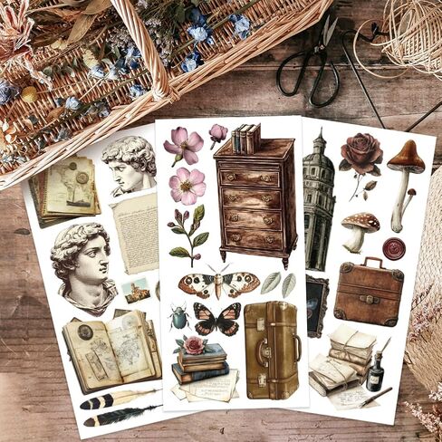 OLYCRAFT 3pcs/Set Decorative Tiles Rub on Transfers for Furniture and Crafts 6x12 Inch Vintage Pattern Furniture Decals Transfer Stickers Rub on Decal with 1pc Scraper for Furnitures Home Decoration in Saudi Arabia