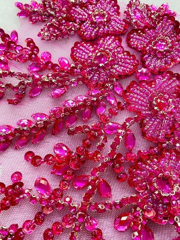 Pure Handmade Bodice lace Rhinestones Applique Sewing Stones Beads Crystal Trimming Patches Accessories for Weding Dress Decorations 1 Pair/Set 7.4X13.7inches (Silver) in Saudi Arabia