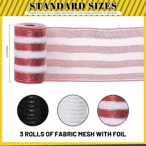 3 Rolls 5.9" x 30 Feet Poly Mesh Ribbon, Metallic Foil Mesh Ribbon Decor Mesh Rolls Metallic Wire Mesh Ribbon Decor Mesh Ribbon Roll for Wreaths Decoration(Pink, Gold, Purple) in Saudi Arabia