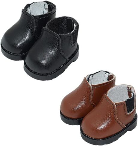 niannyyhouse 10cm Plush Doll Tall Boots Leather Shoes Length 3.8cm Doll Accessories (Black+White) in Saudi Arabia