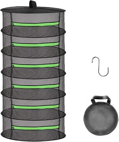 Plant Drying Rack 2FT Herb Dryer Rack,Plant Hanging Mesh Dry Net with Zippers,Collapsible Mesh Hydroponic Drying Rack Herb Dryer (6 Layer, Black) in Saudi Arabia