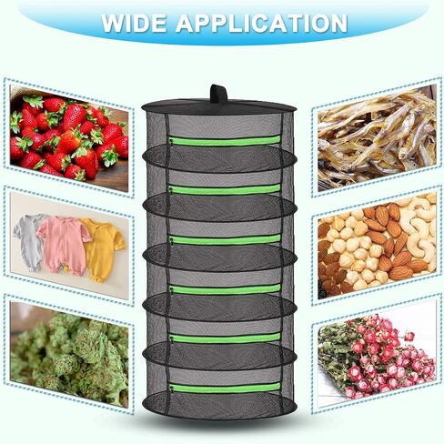 Plant Drying Rack 2FT Herb Dryer Rack,Plant Hanging Mesh Dry Net with Zippers,Collapsible Mesh Hydroponic Drying Rack Herb Dryer (6 Layer, Black) in Saudi Arabia