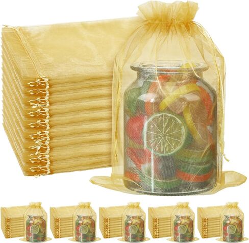 Windyun 100pcs Large Organza Bags 12 x 8 Inch Sheer Mesh Drawstring Gift Packaging Pouch Bags for Wedding Christmas Game Party Supplies(White) in Saudi Arabia