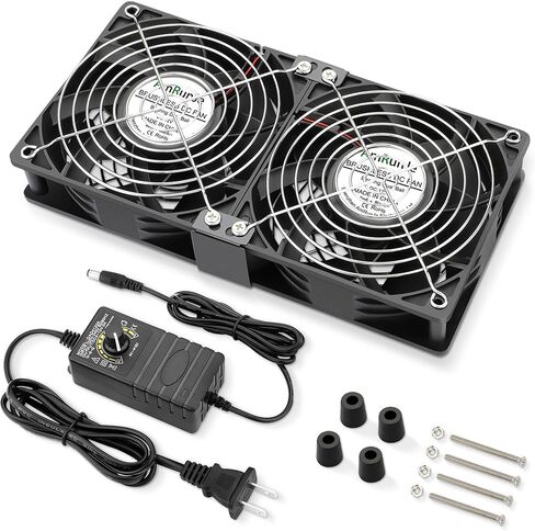 4 x 120mm Server Rack Fan DC 12V with AC Speed Control 110V 220V 240V, CPU Cooler with Big Airflow for Garage Computer RV Refrigerator Xbox Electronics Cooling Exhaust in Kuwait