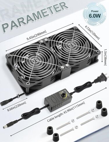 4 x 120mm Server Rack Fan DC 12V with AC Speed Control 110V 220V 240V, CPU Cooler with Big Airflow for Garage Computer RV Refrigerator Xbox Electronics Cooling Exhaust in Kuwait