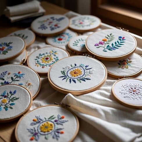 Embroidery Fabric Squares Cotton, 5 Pcs Squares Pre-Cut Natural Cotton Embroidery Cloth Fabric, Embroidery Cloth Squares for Embroidery Garment Craft，7.9x7.9" in Saudi Arabia