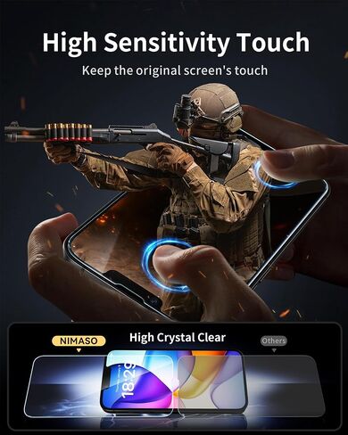 NIMASO Screen Protector for iPhone 16 Pro, 3 Pack Tempered Glass Film, Dust Removal Easy Installation Shockproof Anti-Fingerprint Guide Frame Included Compatible with iPhone 16 Pro (6.3 inches) in Kuwait