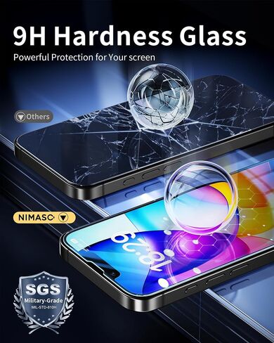 NIMASO Screen Protector for iPhone 16 Pro, 3 Pack Tempered Glass Film, Dust Removal Easy Installation Shockproof Anti-Fingerprint Guide Frame Included Compatible with iPhone 16 Pro (6.3 inches) in Kuwait