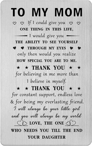 Mothers Day Gifts from Son - Mom Engraved Wallet Card - I Love You Mom Gifts - Mother Birthday Decorations, Christmas in Kuwait