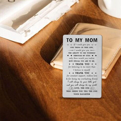 Mothers Day Gifts from Son - Mom Engraved Wallet Card - I Love You Mom Gifts - Mother Birthday Decorations, Christmas in Kuwait