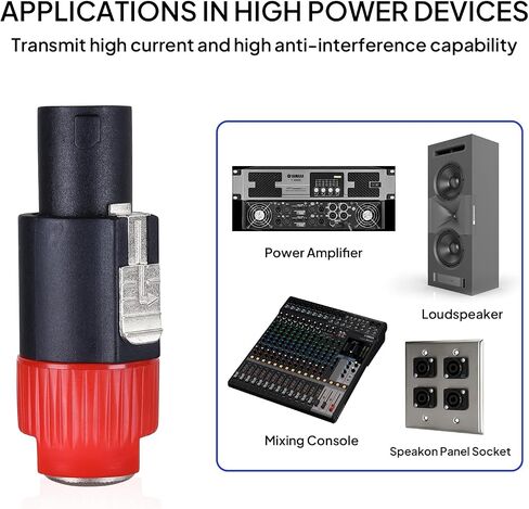 Speakon to 1/4 Adapter Connector, SpeakON Male Plug to 1/4 inch Female Connectors with Twist Lock, 6.35mm TS Jack to Speak-on Adapters for Speaker, Amp, DJ, PA (1pcs Blue and 1pcs Red) in Kuwait
