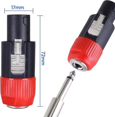 Speakon to 1/4 Adapter Connector, SpeakON Male Plug to 1/4 inch Female Connectors with Twist Lock, 6.35mm TS Jack to Speak-on Adapters for Speaker, Amp, DJ, PA (1pcs Blue and 1pcs Red) in Kuwait