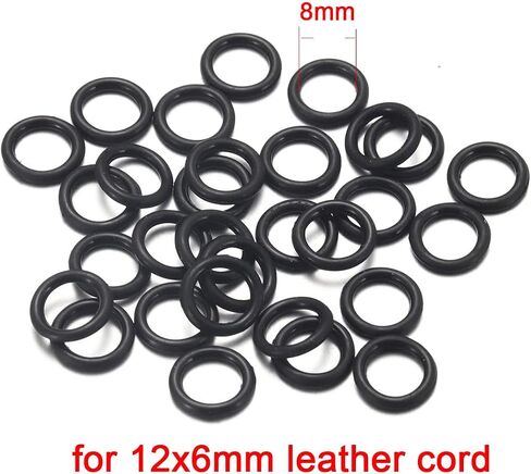 200pcs Elastic Rubber O-Ring Positioning Beads Charms for Leather Bracelet Making Silicone Assortment Washer Gasket Sealing Ring Findings Accessories (Hole Size 8mm, Black) in Saudi Arabia