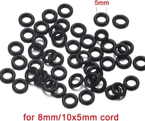 200pcs Elastic Rubber O-Ring Positioning Beads Charms for Leather Bracelet Making Silicone Assortment Washer Gasket Sealing Ring Findings Accessories (Hole Size 8mm, Black) in Saudi Arabia