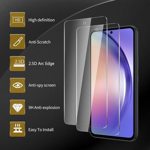 3 Pack Tempered Glass Screen Protector for Samsung Galaxy A15 5G / 4G + 3 Pack Camera Lens Protecto, Anti-Fingerprint, 9H Hardness, ScratchResistant, Easy to install, Case Friendly in Kuwait