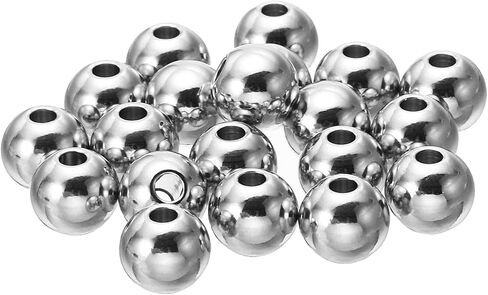 PATIKIL Smooth Round Spacer Beads, 30 Pcs 10mm OD 3mm ID 304 Stainless Steel Loose Balls Spacers Metallic Seamless Ball Beads for DIY Bracelet Necklace Earring Jewelry Making, Silver in Saudi Arabia