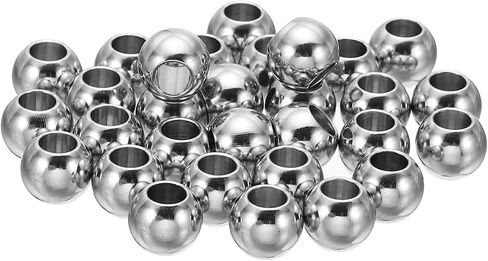 PATIKIL Smooth Round Spacer Beads, 30 Pcs 10mm OD 3mm ID 304 Stainless Steel Loose Balls Spacers Metallic Seamless Ball Beads for DIY Bracelet Necklace Earring Jewelry Making, Silver in Saudi Arabia