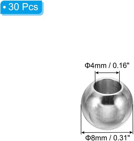 PATIKIL Smooth Round Spacer Beads, 30 Pcs 10mm OD 3mm ID 304 Stainless Steel Loose Balls Spacers Metallic Seamless Ball Beads for DIY Bracelet Necklace Earring Jewelry Making, Silver in Saudi Arabia