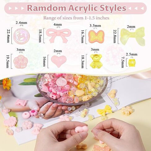 ZHIYUXI 6Colors Assorted Acrylic Beads for Bracelet Making Cute Beads for Jewelry Making Flower Bow Butterfly Candy Star Heart Gummybear Assorted Bead for Keychain Making Phone Charms in Saudi Arabia
