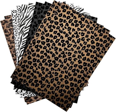 Tex Papel | Kit With 10 Faux Leather Sheets 420 gsm | Scrapbooking Supplies, Art Supplies, Craft Supplies & Materials, Art Kit, Arts and Crafts | Leather Fabric | Safari Texture, Multicolor in Saudi Arabia