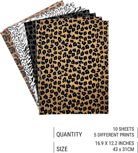 Tex Papel | Kit With 10 Faux Leather Sheets 420 gsm | Scrapbooking Supplies, Art Supplies, Craft Supplies & Materials, Art Kit, Arts and Crafts | Leather Fabric | Safari Texture, Multicolor in Saudi Arabia